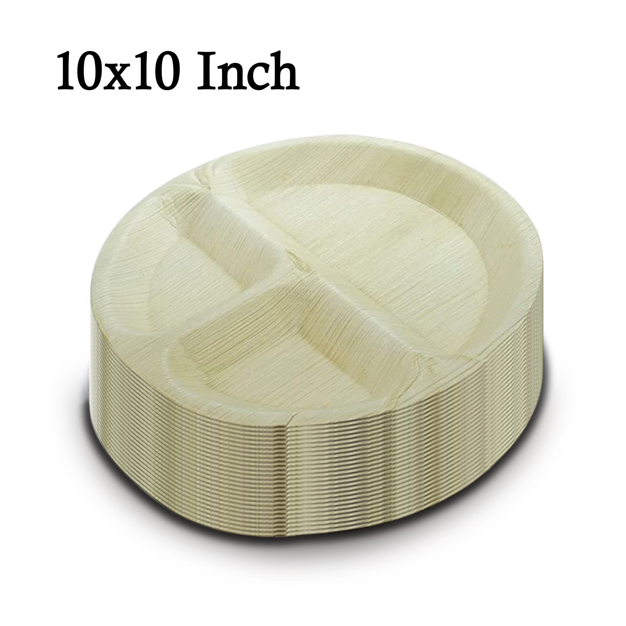 3210 Disposable Round Shape 3 Section Eco-friendly Areca Palm Leaf Plate (10x10 inch) (pack of 25) - SkyShopy 3210 Disposable Round Shape 3 Section Eco-friendly Areca Palm Leaf Plate (10x10 inch) (pack of 25) - SkyShopy